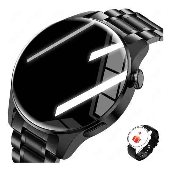 Smartwatch FoxBox MBW0256 Preto com Pulseira de Aço e de Silicone