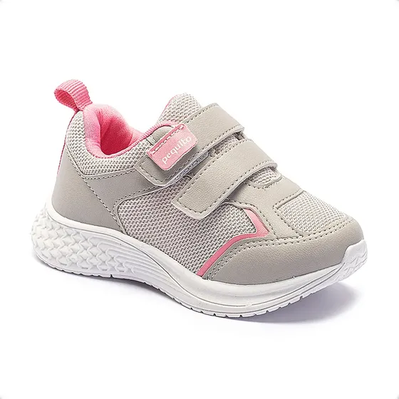 Tênis Infantil Menina Casual Confortável Cinza 5203 Pequito