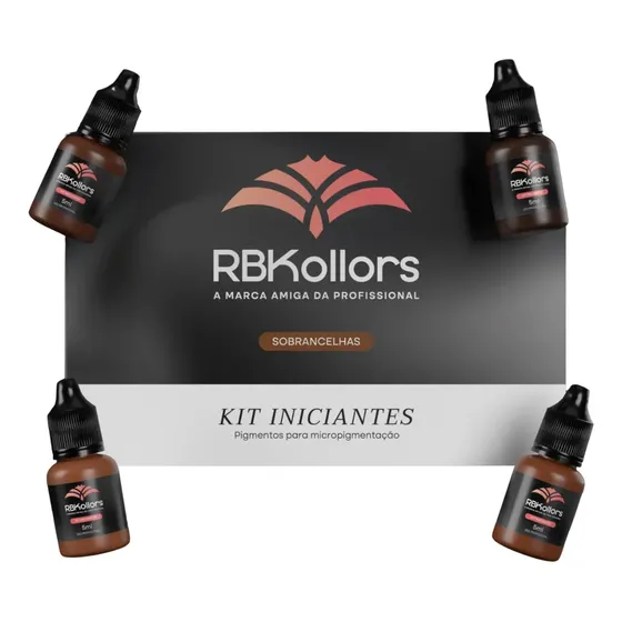 Kit Iniciantes com 4 Pigmentos Orgânicos 5ml para Sobrancelhas RBKollors Micropigmentação Microblading
