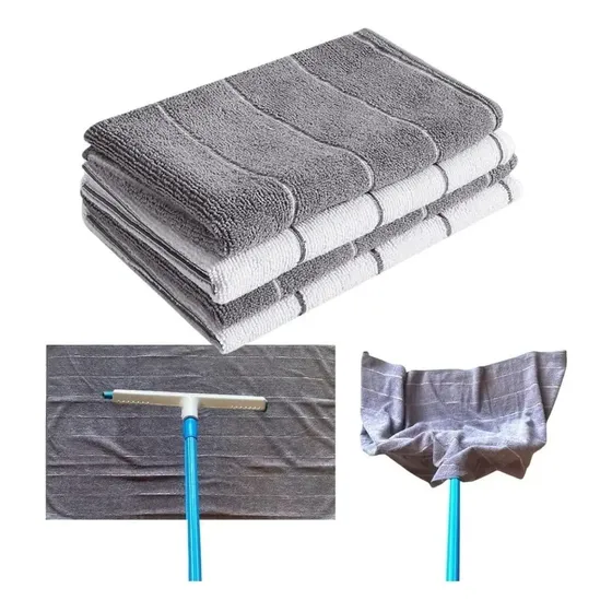 Iskilo Kit 4 Super Panos Chão Grande Microfibra Panão 80x50 Cor Cinza e Branco