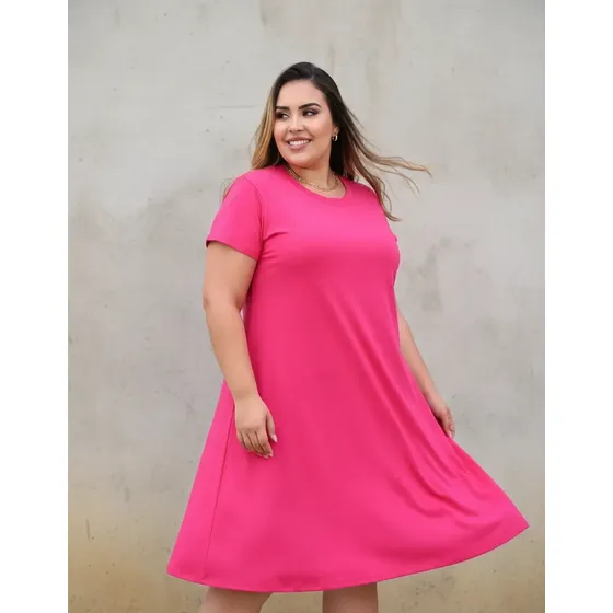 Vestido Plus Size Soltinho Em Dois Tamanhos E Várias Cores