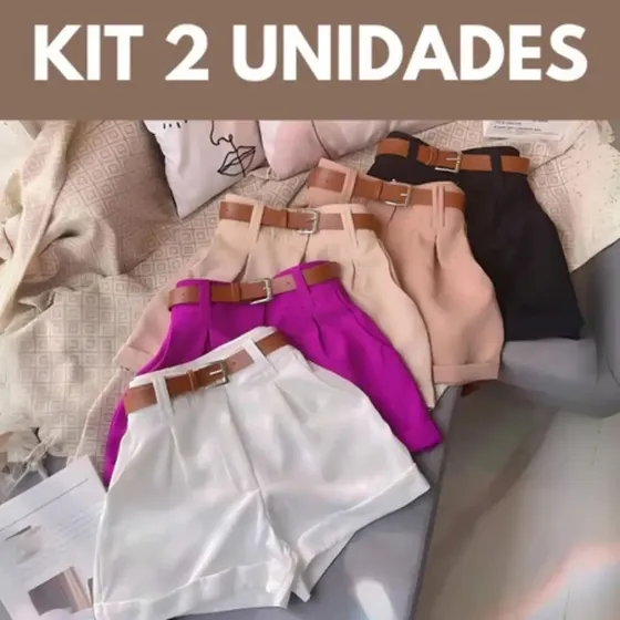 Kit 2 Short Alfaiataria Feminino Cintura Alta Envio Imediato