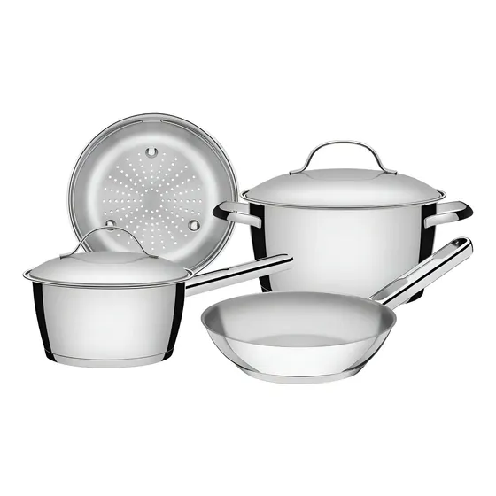 Jogo De Panelas Tramontina Aço Inox Fundo Triplo Allegra 4pc