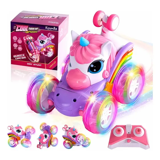 Carrinho Unicórnio Recarregável Com Luzes Coloridas Com Controle Remoto Brinquedo Encantado Infantil Menina Kizumba