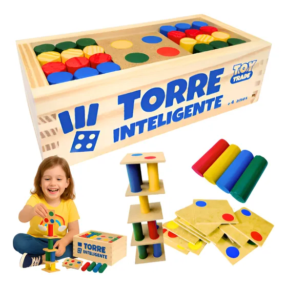 Toy Trade Torre Inteligente Jogo Educativo em Madeira Brinquedo Pedagógico