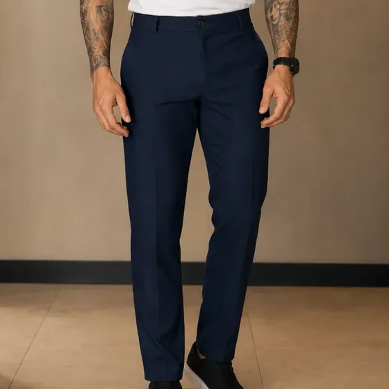 Calça Alfaiataria Masculina Em Microfibra Premium Ajustado
