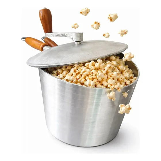 Pipoqueira Alta De Alumínio Fundido 4,6 Litros Panela Para Pipoca Cozinha Resistente Polida Profissional