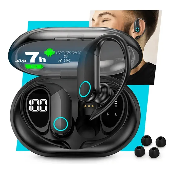 Fone De Ouvido Bluetooth Sem Fio Tws Esportivo Kateluo Para Corrida Esportes Bike Moto Academia Caminhada Tipo Gancho