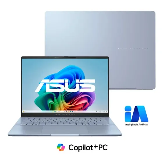 Notebook ASUS Vivobook S 14 S5406SA Copilot+ PC Intel Core Ultra 7 256 V 16GB RAM 512GB SSD Windows 11 Home 14" OLED Mist Blue QD299W