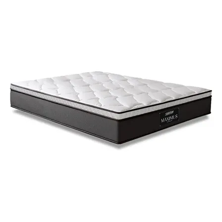 Colchão Casal Molas Ensacadas Euro Pillow Maximus 138 x 188 x 24 cm Gazin cinza e branco suporta até 120kg por pessoa