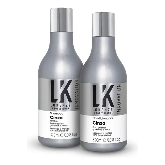 Kit Lokenzzi Cinza Shampoo E Condicionador Matizador 320ml