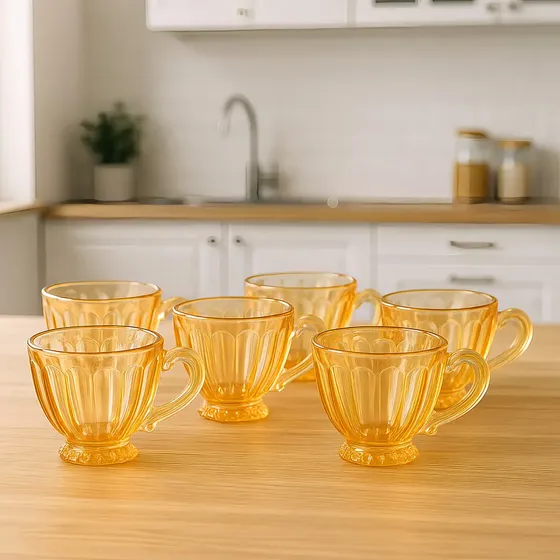 Jogo De 6 Xícaras Para Chá 200ml Itália Âmbar Lanty Ke Home Liso