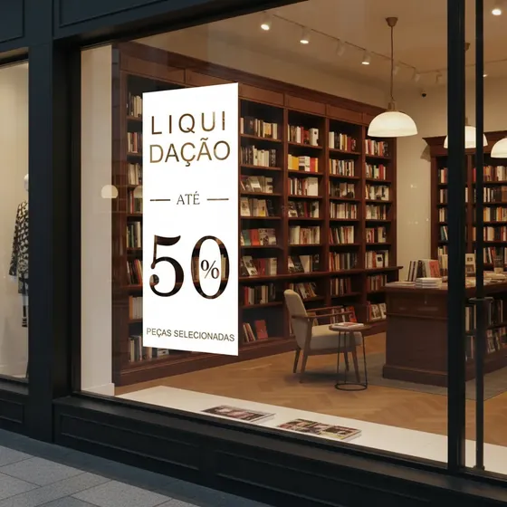 Adesivo Vitrine Faixa Liquidação 50% 50x100 Vazado