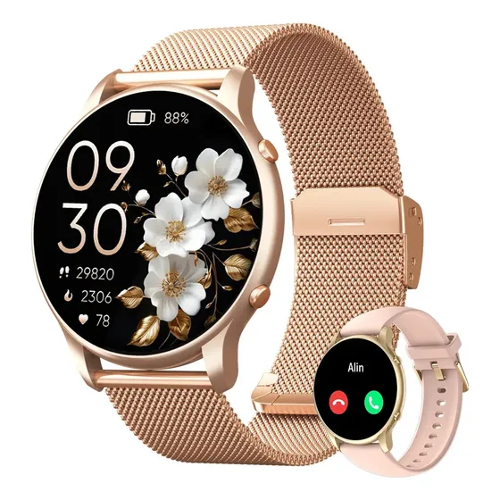 Smartwatch BVILY LW99 PRO Ouro e Nude, Com Chamada Bluetooth, iOS e Android
