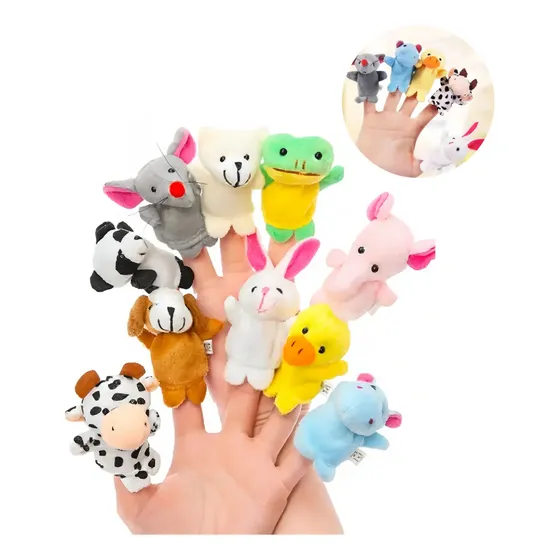 Kit 10 Fantoches Animais De Pelúcia Interativo