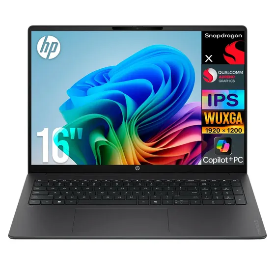 Laptop Ai Pc Hp Omnibook 3 16-bz0010wm Snapdragon X 16gb LPDDR5x 512gb Tela Ssd 16 Ips 2k Copilot+PC Npu 45 Tops Windows 11 Teclado inglês