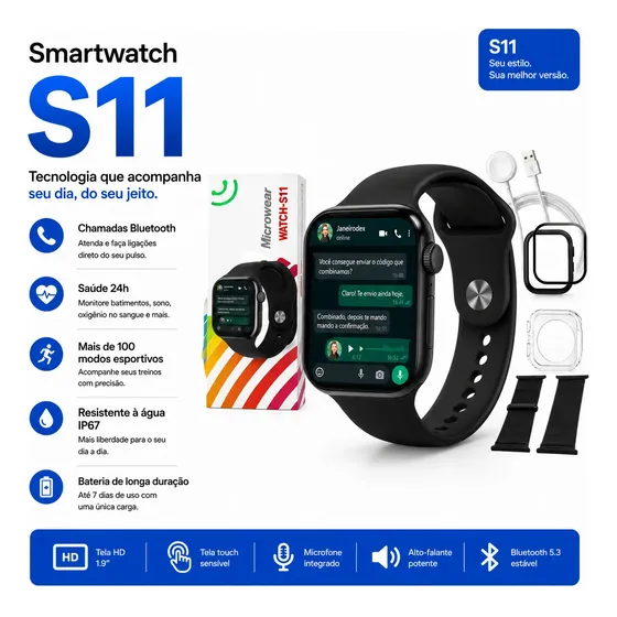 Relógio Smartwatch S11 Series 11 Gps Whatsapp Ligações 47mm