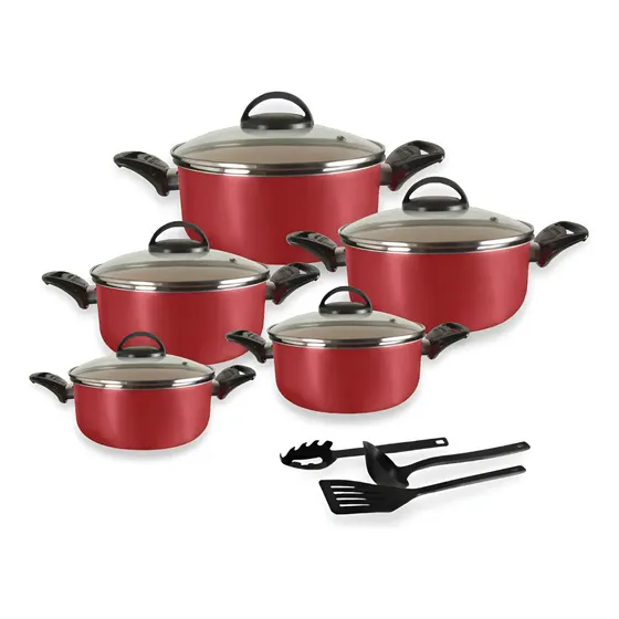 Conjunto De Caçarolas 05 Peças Marpal Colors Antiaderente Cor Cereja