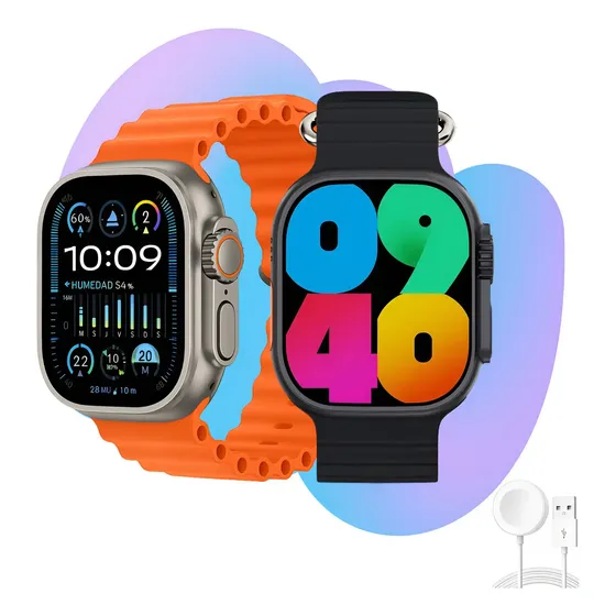 Relogio Smartwatch 10 Ultra Plus Preto Tela AMOLED Monitor Saúde GPS Bluetooth