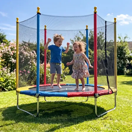 Cama Elástica Infantil Justfun 1,8 m Colorida com Rede de Proteção para 100 kg