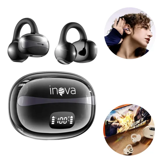 Fone De Ouvido Bluetooth Controle Táctil Flexiclip Ajustável