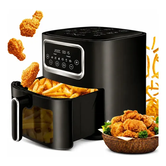 Fritadeira Elétrica Sem Óleo Antiaderente 10l Multifunções Preto