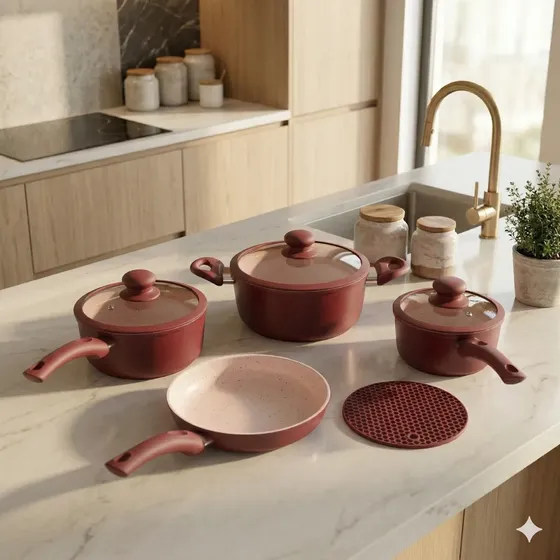 Jogo Panela Ceramica Antiaderente 5pç Tampa Silicone Induçao