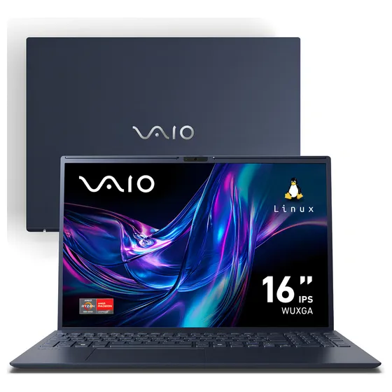 Notebook Vaio Fe16 Amd Ryzen 7-5825u Linux 16gb RAM 512gb Ssd Wi-Fi 6 Tela 16" Ips Wuxga Antirreflexo Cinza Grafite Vjfe69f11xb0121h - Permite upgrade de memória RAM e SSD