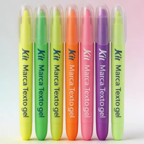 Kit 06 Marca Texto Gel Néon Para Bíblia Não Mancha O Verso
