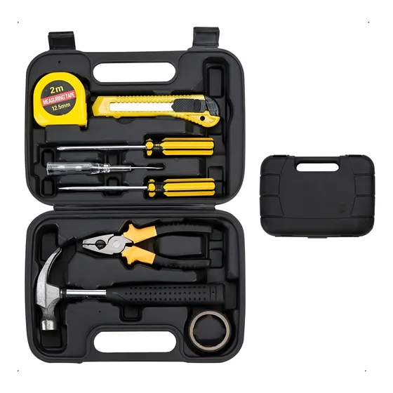 Kit Maleta Ferramenta 8 Peças Phillips Fenda Alicate Martelo