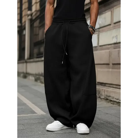 Calça Wide Leg Sem Barra Liso Estilosa Larga Moda Unissex