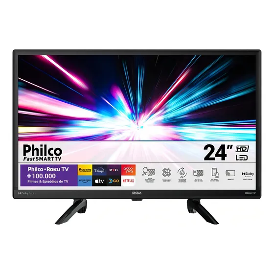 Smart Tv De 24  Philco Roku Tv Ptv24g5yr2cp Led - Preto