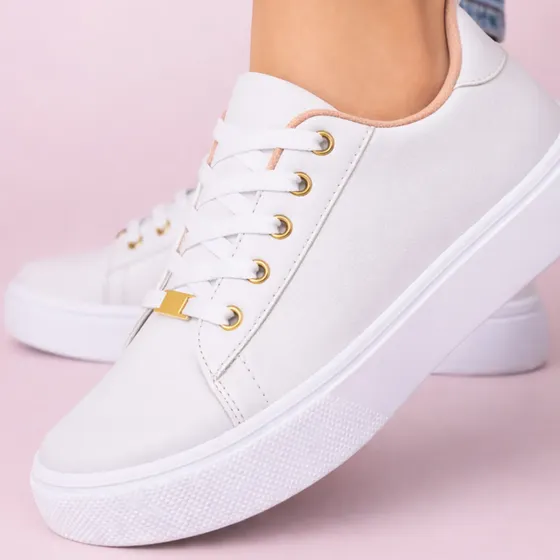 Tenis Feminino Star Casual Sapatenis Branco Leve Confortável