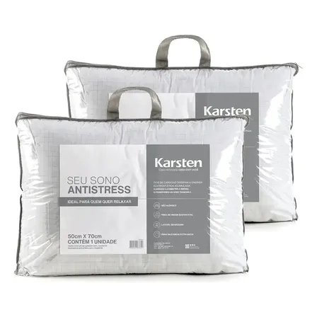 Kit 2 Travesseiros Antialérgico 50x70cm Hotelaria Karsten
