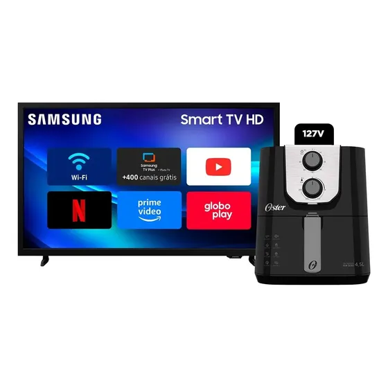 Kit Smart Tv Samsung Hd 32'' H5000f  Bivolt + Fritadeira Black Perform 4,5l Oster Ofrt510 127v
