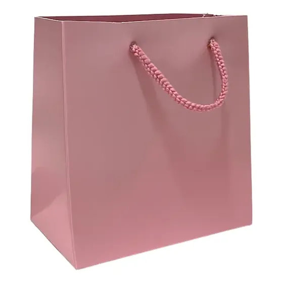 Mini Sacolinha De Papel 10x10x6cm 50un Cor Rosa Bebê