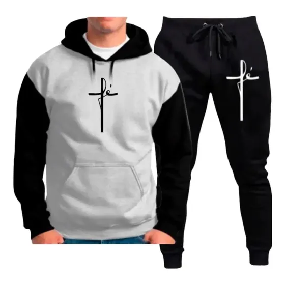 Moletom De Frio Conjunto Blusa Calça Fé Moda Unissex Oferta