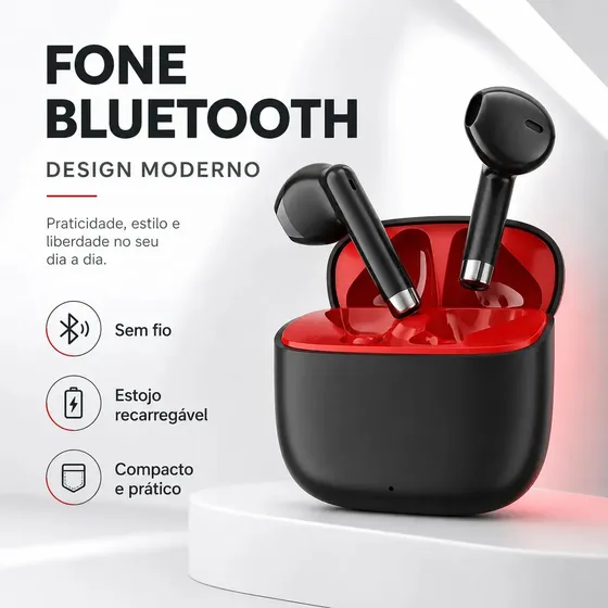 Fone de Ouvido Bluetooth 5.4 Tws Sem Fio com Microfone HD Anti Ruido A Prova D'água Compatível iPhone Samsung Xiaomi Motorola Redmi Android iOs Para Esporte Academia Trabalho Game Lamericano