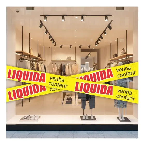 Adesivo Para Vitrine Liquidação Faixas C/ 5 Unidades 1mx10cm