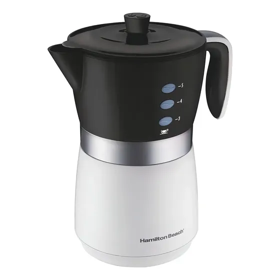 Cafeteira Elétrica Mantém Aquecido Térmica Capacidade Até 14 Xicaras 565w Potencia Preparo Em 3 Passos Filtro Permanente Luz Indicadora De Funcionamento Cor Preta E Branca - Hamilton Beach
