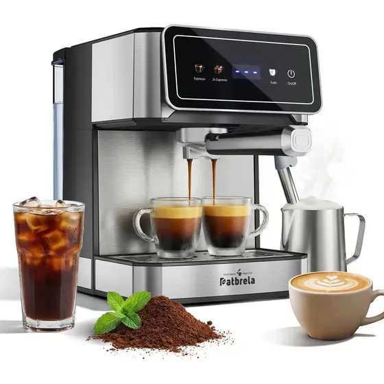 Cafeteira Expresso PATBRELA CM005 com Vaporizador para Leite, 20 Bares e Moedor de Café