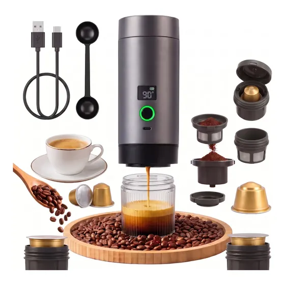 Cafeteira Portátil 3 Em 1 Recarregável Cápsula E Pó Himex