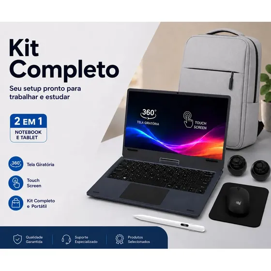 Notebook Android Tablet 2 Em 1 11 Polegadas Octacore 12gb De Ram 256gb Armazenamento Com Teclado Mouse Caneta Mochila Cinza E Caixa De Som