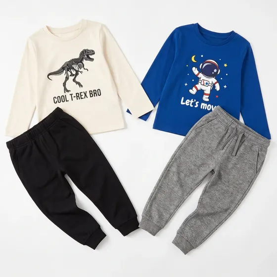 Kit 2 Conjunto Infantil Menino Manga Longa Calça Tam 4