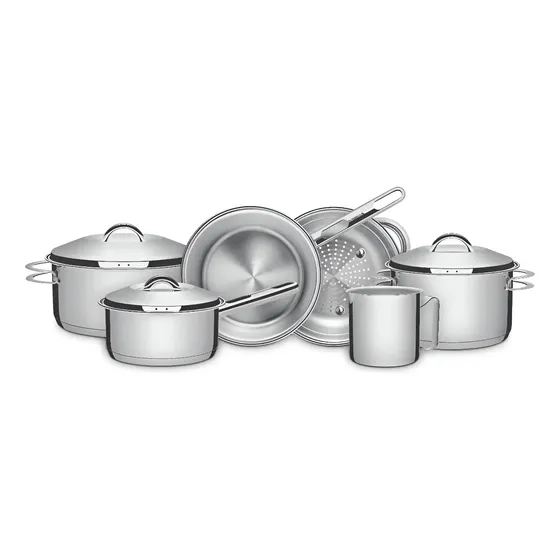 Kit Jogo De Panelas Solar 6 Peças com Fundo Triplo e Tampas de Inox Tramontina