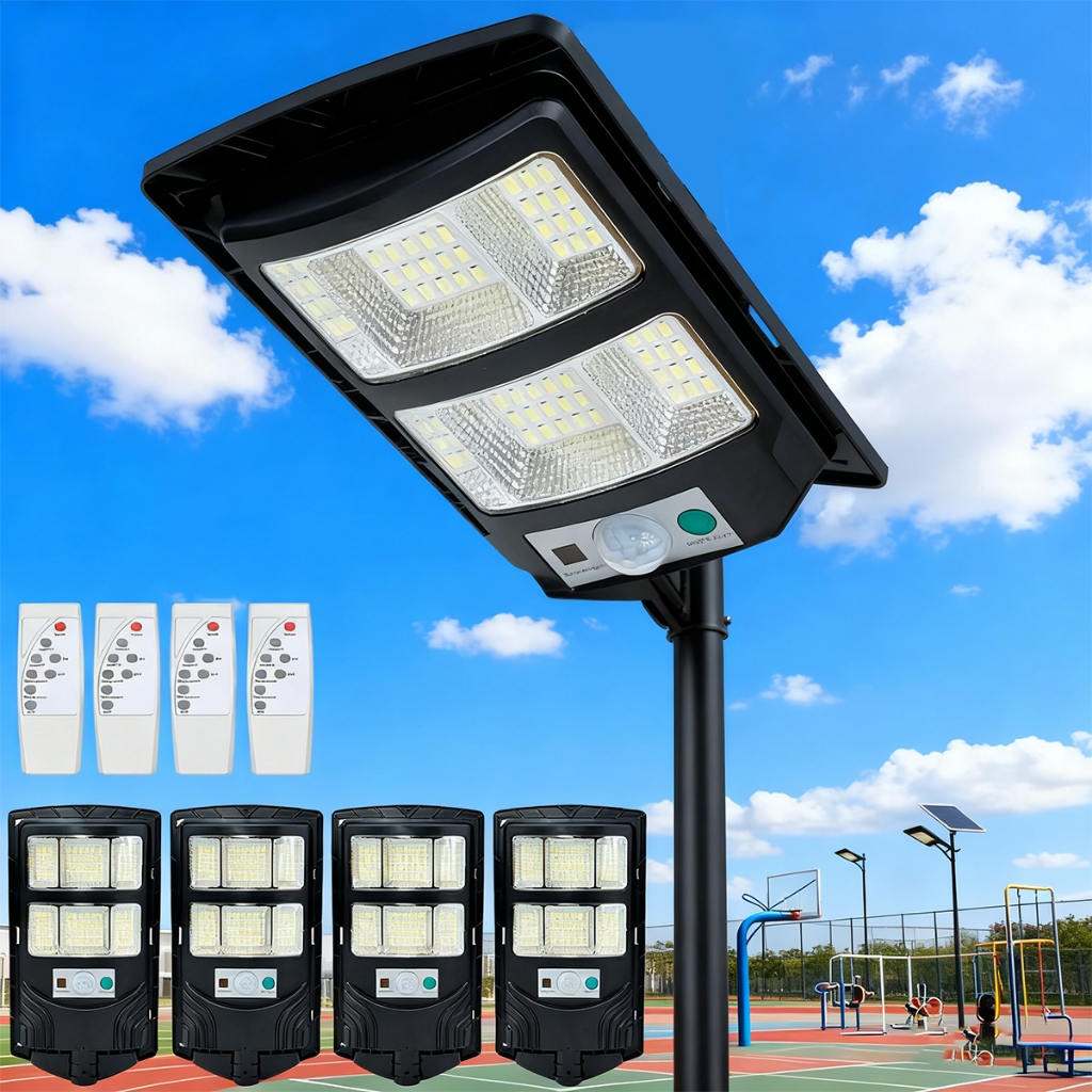 Kit 4 Luminária Solar Externa Refletor 300W com Controle
