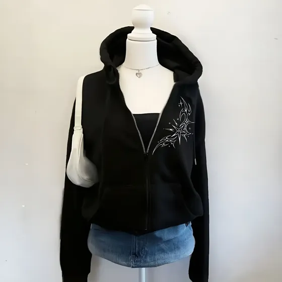 Blusa Moletom Ziper Algodão Star Tribal Desing Moda Inverno