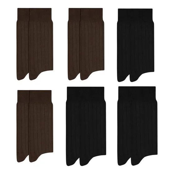 Kit 6 Pares Meias Sociais Mash Cano Alto Algodão Masculino