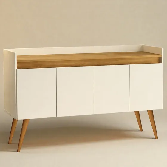 Aparador Luxo Moderno 4 Portas Para Sala Prateleira Interna