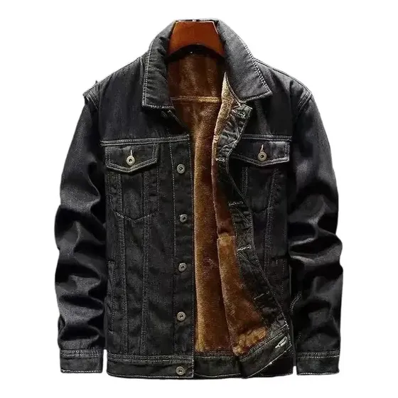 Jaqueta Jeans Masculina Com Forro Polar, Moda Casual
